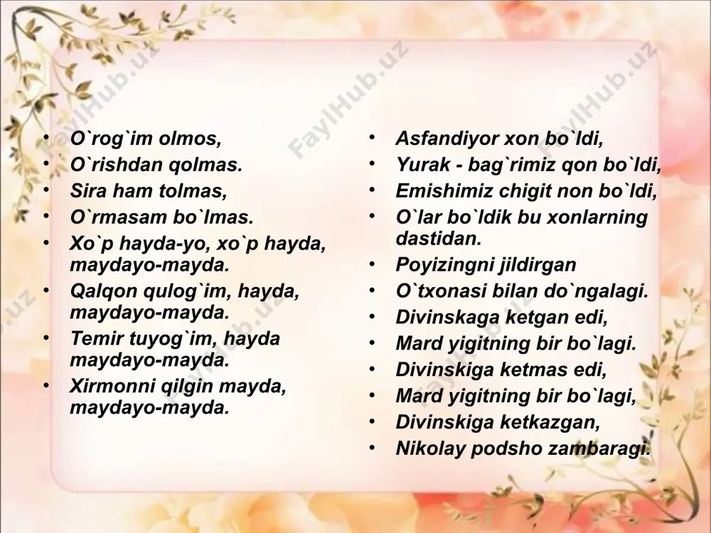 folklor amaliyoti davrida yozib olingan ma’lumotlardan nаmunаlаr - Page 5