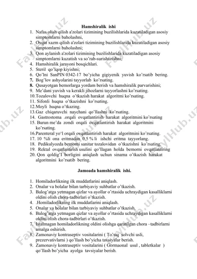 hamshiralik ishi — DOCX