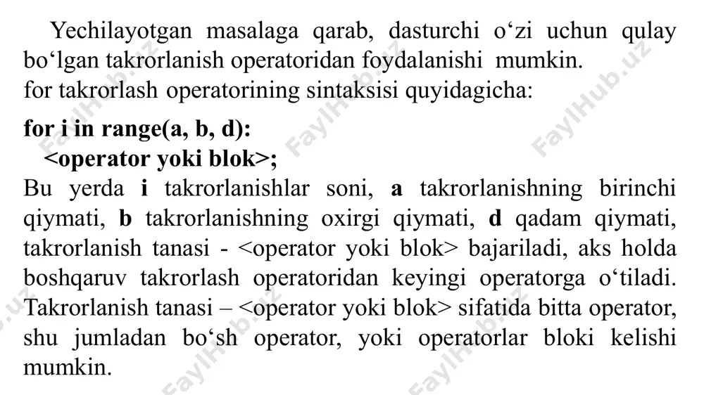 python dasturi takrorlash operatorlari - Page 4