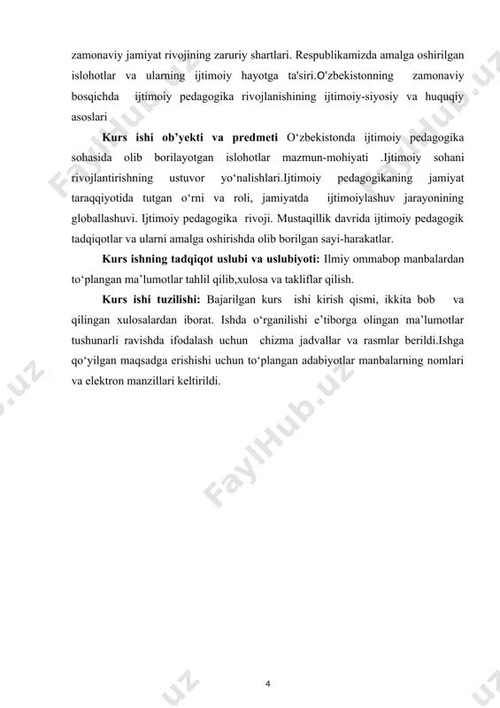sqichma-bosqichlik asosida jiddiy choralar ko‘rish zarur edi. shu nuqtai nazardan muhtaram prezidentimiz ta’lim-tarbiya masalasiga kuyunchaklik, diqqat, qat’iyat bilan yondashib, jamiyat rivojini dastlab talim va tarbiya masalalariga bog‘liq ekanligini ham ilmiy-nazariy, ham amaliy jihatdan asoslab berdi. mamlakatimizning birinchi rahbari islom karimov yosh avlod ta’lim-tarbiyasi haqida davlatning bosh islohatchilik roli to‘g‘risida to‘xtalar ekan, “bizning asosiy boyligimiz, rivojlangan davlat tuzishga olib boradigan yo‘ldagi asosiy tayanchimiz – insondir. yuksak malakali va yuksak ma’naviyatli insondir. bu narsa ayniqsa yosh avlodga tegishli. kelajagi buyuk davlat, eng birinchi navbatda, bo‘lajak fuqarolarining madaniyati, ma’lumoti va ma’naviyati haqida g‘amxo‘rlik qilmog‘i zarur” ekanligini qayd etad. jamiyat taraqqiyoti va ijtimoiy hayot sohalaridagi tub o‘zgarishlar. o‘tish davri va taraqqiyot bosqichlari. jamiyat rivojlanishi to‘g‘risidagi yangicha ilmiy-nazariy g‘oyalarning o‘zgarishi ijtimoiy hayot sohalarini tubdan o‘zgartirish bilan bog‘liq. bu i.karimov asarlarida o‘zbekistonni mustaqil taraqqiyot yo‘lidan rivojlanishi “” hamda “o‘zimizga xos va mos taraqqiyot yo‘lidan boramiz” va “o‘z kelajagimizni o‘z qo‘limiz bilan quramiz” g‘oyasi va maqsadlari orqali …