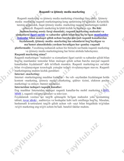 raqamli va ijtimoiy media marketing — DOCX