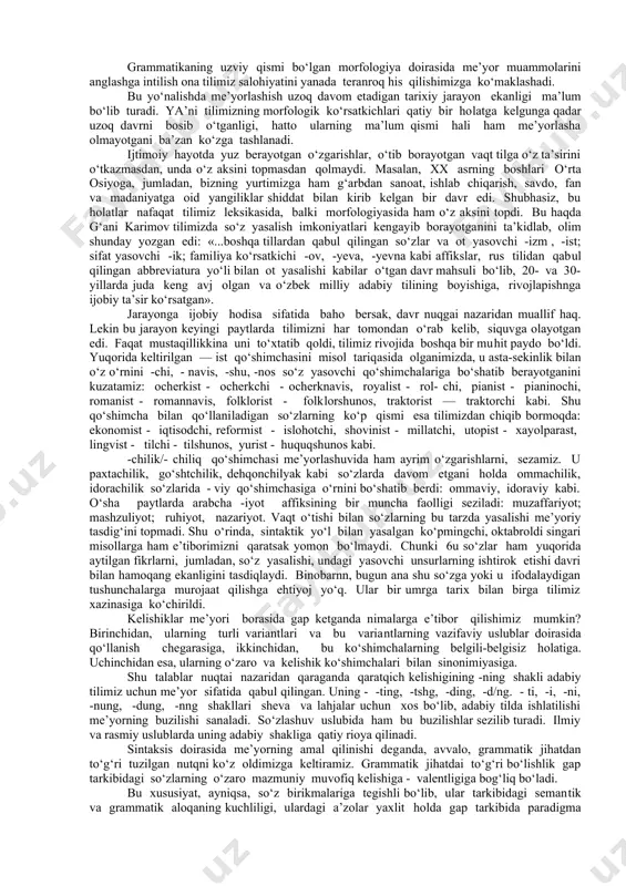 hi nutqiy talablar aniq lahja va shevalarning tabiiy me’yorlari bilan kо‘proq lisoniy talablar bilan bog‘liq bо‘ladi. 1) og‘zaki nutq bir butun hodisa (mant) sifatida cheksiz va son-sanoqsiz shaxsiy (individual) faoliyatdir. uning kо‘pgina qirralari turli sharoitlarda о‘zicha kechadi va payqalmagan qolda beiz yо‘qolib ketadi; 2) og‘zaki nutq me’yorlarining barcha xususiyatlarini payqash, yozib olish, о‘rgatish va о‘rganish ancha qiyinchilik bilan kechad; 3) og‘zaki nutqda talaffuz, ohang, imo-ishora vositalari muhim rol uynaydi; 4) og‘zaki nutqda yozma nuqtdagi kabi о‘ylab ish tutish imkoni kam bо‘ladi. chunki og‘zaki nutq yozma nutqdan tezkor (avtomatik) jarayon ekani bilan farqlanadi; 5) og‘zaki nutqda shevachilikning ta’siri kuchli bо‘ladi; 6) og‘zaki nutqning yuzaga chiqishi sо‘zlovchining kayfiyatiga, nutq sо‘zlanayotgan vaziyatga, sо‘zlovchi nutqiy a’zolarining me’yoriy va sog‘lomligiga bog‘liq; 7) og‘zaki nutqning о‘ziga xos grammatik tuzilishi, qurilish tartibi mavjud. chunonchi gap bо‘laklarining tushib qolishi, qisqarib ketishi, о‘rin almashishi, aksincha, keraksiz unsurlarning, takrorlarning bо‘lishi va hokazo; yozma nutq doirasiga ilmiy nutq, rasmiy nutq, publitsistik …