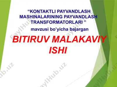 kontaktli payvandlash mashinalarining payvandlash transformatorlari — PPTX