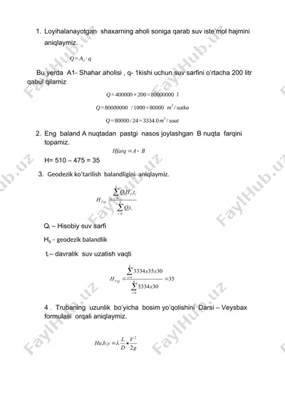 hidrostatik bosimni hisoblash — DOCX