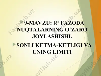 sonlar ketma-ketligi va uning limiti — PPT