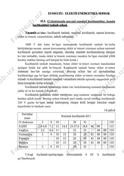 elektr energiyasi kuchlanishi — PDF