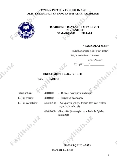 ekonometrikaga kirish — DOCX