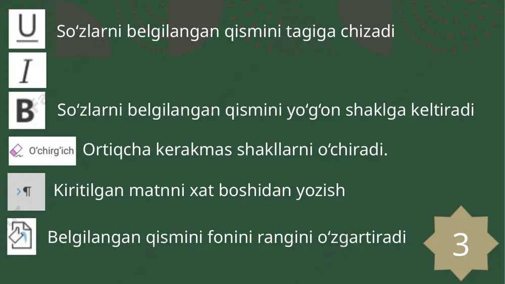 wordda главная paneli uskunalarining vazifalari - Page 3