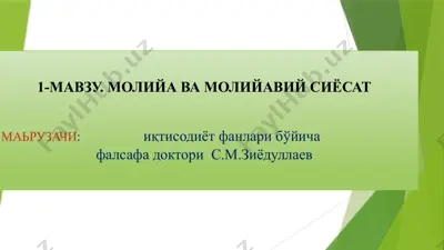 moliya va moliyaviy siyosat — PPTX