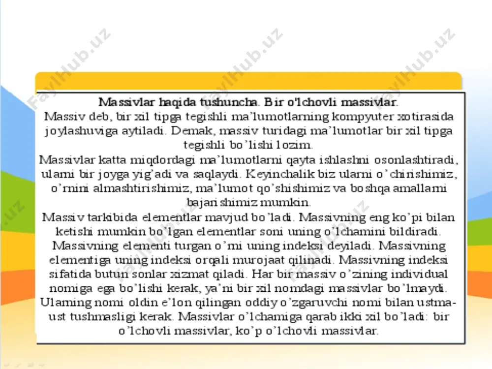 massivlar haqida dars - Page 2