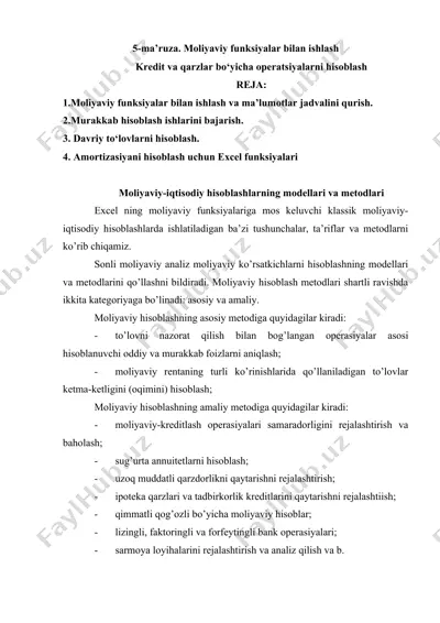 moliyaviy funksiyalar bilan ishlash — DOCX