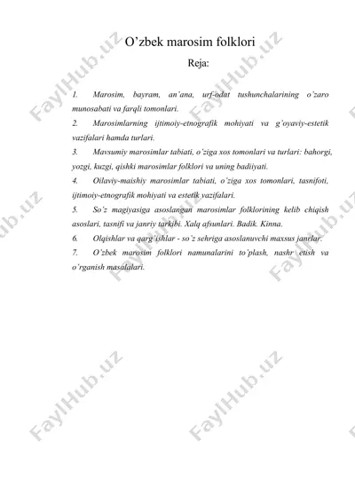 o’zbek marosim folklori — DOCX