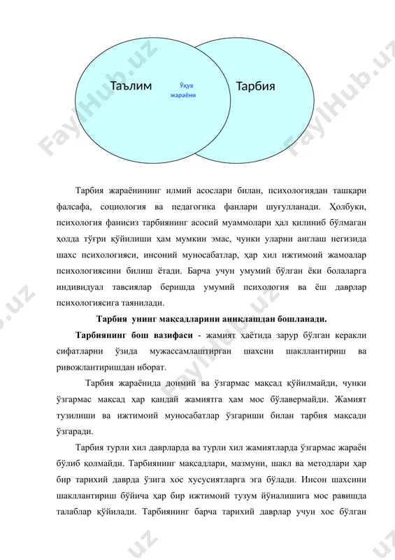 иқалик майл ва эҳтиёжлардан юқори қўйилишини билдиради. ўсиб келаётган ва ривожланаётган шахсда бу доимий равишда аҳлоқий баркамолликка интилишда намоён бўлади. эркинлик бу инсоннинг ички ва ташқи озодликка интилишидир, бунда бошқа шахснинг ижтимоий келиб чиқиши, миллати, диний ва сиёсий қарашлари, синфий муносабатлари ва бошқа хусусиятларидан қатъий назар, унинг хуқуқлари албатта тўла тўкис тан олиниши лозимдир. мажбурият ёки жавобгарликни ҳис қилиш – эркинликнинг қарамақарши жиҳати бўлиб, бу шахснинг манфаатларига хизмат қилади. мажбуриятсиз эркинлик – бу ўзбошимчалик, палапартишлик ҳисобланади. эркинликсиз мажбурият эса – бу қулликдир. униси ёки буниси ўзаро бирбирини тўлдирганда ёки боғланганда мустақиллик мавжуд бўлиши мумкин. мажбуриятни яна бошқача талқин қилинса, инсоннинг ўз ихтиёри билан жамият ҳаёти ва бошқа инсонлар тақдири учун жавобгарликни ўз устига олиши тушунилади. ҳозирги замон тарбиясининг умумий мақсади болани юксак аҳлоқли, руҳий жиҳатдан бой, қалбан озод, эркин, бурч ва мажбуриятни ҳис қила оладиган шахс сифатида шакллантира олишдир. тарбиянинг умумий мақсади билан бир қаторда махсус ижтимоий мақсадлари ҳам келиб …