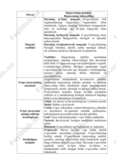 hujayraning xilma xilligi — DOC