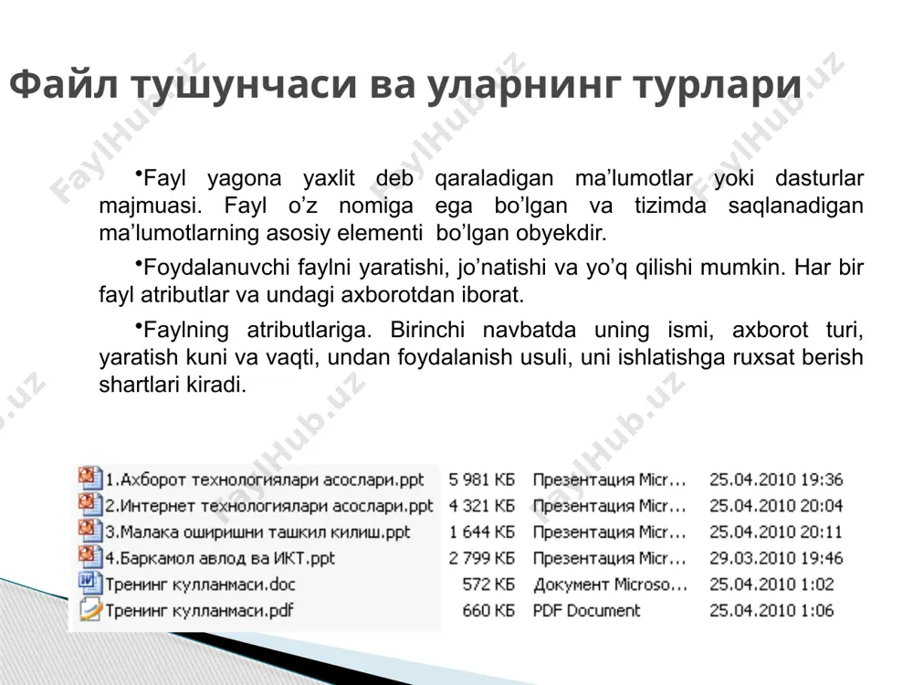 axborot tushunchasi va fayllar haqidagi taqdimot - Page 5