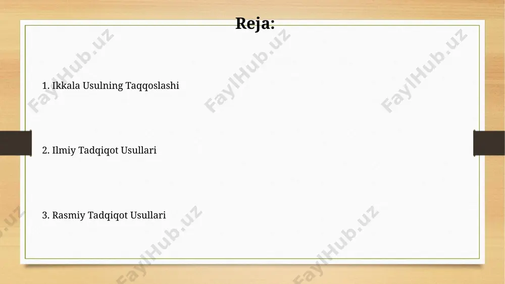 ervyularda, kamida 10 ta respondent bilan suhbat o'tkazish ma'lumotlarning ishonchliligini ta'minlash uchun yetarli hisoblanadi, ammo miqdoriy ma'lumotlarga qarab bu son o'zgarishi mumkin. tadqiqot dizayni va metodologiyasi savollarnoma yoki intervyu kabi sifatli tadqiqot usullari 10 dan ortiq ishtirokchilar bilan o‘tkazilishi va ma’lumotlar tematik tahlil orqali kodlanishi mumkin. miqdoriy tadqiqotlarda olingan natijalar 5% ahamiyat darajasidan past bo‘lsa, farq statistik jihatdan ahamiyatli deb hisoblanadi va korrelyatsiya koeffitsienti 0.7 dan yuqori bo‘lsa, kuchli bog‘liqlik mavjud degan xulosaga kelish mumkin. e'tiboringiz uchun rahmat @taqdimot_robot image7.jpg image8.jpg image9.jpg image10.jpg image11.jpg image12.jpg image3.png image4.png