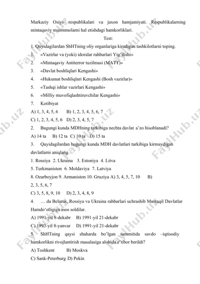 markaziy osiyo respublikalari va jaxon hamjamiyati taqdimoti — DOCX