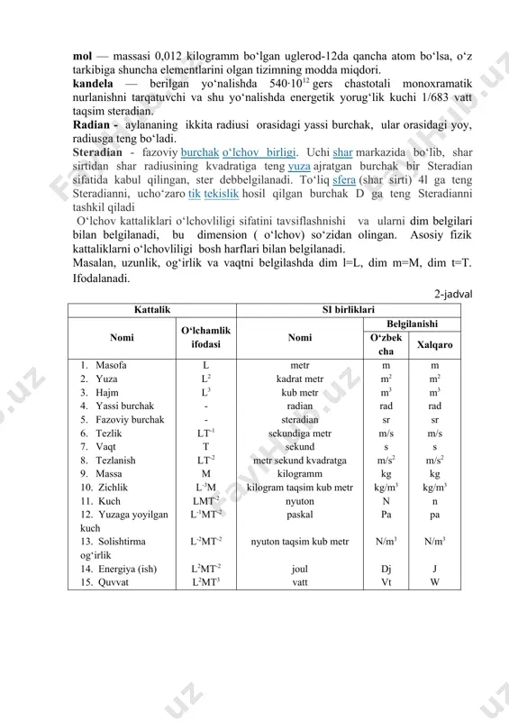 r va o‘quvchilarni bekor qolishi uchun sarflangan vaqtdan boshqa barcha xolatlar “xronometr”lanadi. “xrono” – vaqt, “metr” – o‘lchov ma’nosini beradigan lotincha so‘z bo‘lib, taxlilchilar guruhidagilardan bir nafari o‘lchash – xronometrlashni yo‘lga qo‘yadi. to‘laqonli jismoniy madaniyat darsining umumiy zichligi 100% ga yaqin bo‘lishi lozim. umumiy zichlikning foyzini kamayishiga quyidagilar sabab bo‘lishi mumkin o‘zini oqlamaydigan darsdagi besamar vaqt o‘tkazishlar darsni kech boshlanishi, mashg‘ulot joyini, jihozlarni darsda foyda - lanish uchun tayyor emasligi o‘quvchilarni darsga kech qolishi o‘quvchilarni navbat kutishi va boshqalar orqali sodir bo‘ladigan o‘quvchilarni bo‘sh qolishi o‘qituvchini darsga tayyor emasligi, darsni tashkillanishi va mazmunini o‘ylamaslik orqasidan sodir bo‘ladigan pauzalar darsda o‘quvchilar uchun ortiqcha va samarasi oz bo‘lgan so‘zlar orqali beriladigan axborotlarning aytarli ortiqchaligi uchun ko‘p vaqt sarflanishi o’quvchilarni intizomini qoniqarsizligi, buyruq va ko‘rsatmalarni ko‘p marotabalab takrorlashlar, o‘quvchilarga beriladigan ogohlantirishlar, takroriy tushintirishlarda vaqtdan noratsional foydalanish sabab bo‘ladi va h.k.lar masalan, agar o‘qituvchi aybi bilan darsda bo‘sh qolish 1 minutni tashkil etsa, unda …