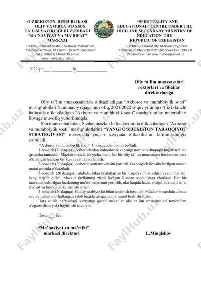 "axborot va murabbiylik soati" mashg'ulotlari — DOCX