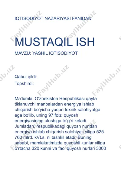 yashil iqtisodiyot — DOCX