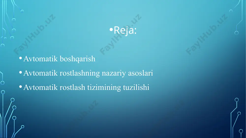 ttaliklami obyektlami o‘rganish paytida tez tushunib olish mumkin. masalan, elektr generatorining ishlash rejimi kuchlanish, qo‘zg‘atish toki, yuklama toki, aylanish chastotasi bilan xarakterlanadi. bu yerda generator kuchlanishi - rostlanadigan kattalik, qo‘zg‘atish toki - boshqamvchi ta’sir, yuklama toki va aylanishlar chastotasi - tashqi ta’sirlardir. umumiy holda boshqarish obyekti a va b - rasmlarda ko‘rsatilgan sxemalar ko‘rinishida berilishi mumkin. bu yerda boshqaruvchi ta’sirlaming to‘plami x={xi, x2,..., xn} vektori, boshqariladigan kattaliklarining y={y!, y2,.„, ym} vektori, nazorat qilinadigan tashqi ta’sirlar to‘plami z={zl5 z2, ... z j vektori va nazorat qilinmaydigan tashqi ta’sirlar f={fi, f2, ... 4} vektori bilan belgilanadi. agar obyektning matematik tavsifi ma’lum bo‘lsa, u holda tashqi ta'sirlami boshqariladigan kattaliklar bilan bog'laydigan tenglamalar sistemasi ham ma’lum bo‘ladi. shuning uchun berilgan x, z, f tashqi ta'sirlar bo‘yicha y chiqish kattaligini aniqlash mumkin. agar obyekt bitta boshqariladigan va bitta boshqaruvchi kattalik bilan xarakterlansa, ya’ni x va y vektorlar bittadan koordinataga ega bo‘lsa, obyekt oddiy va bir …