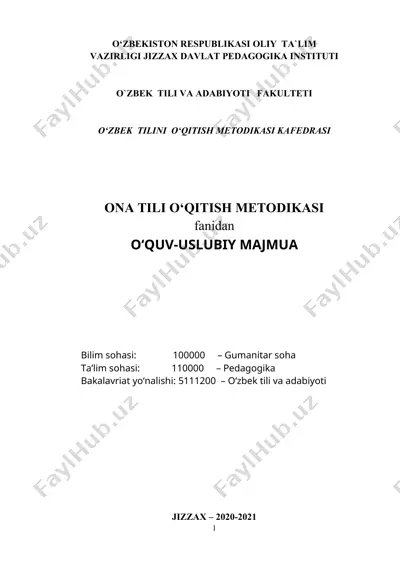 o‘zbek tilini o‘qitish metodikasi — DOC
