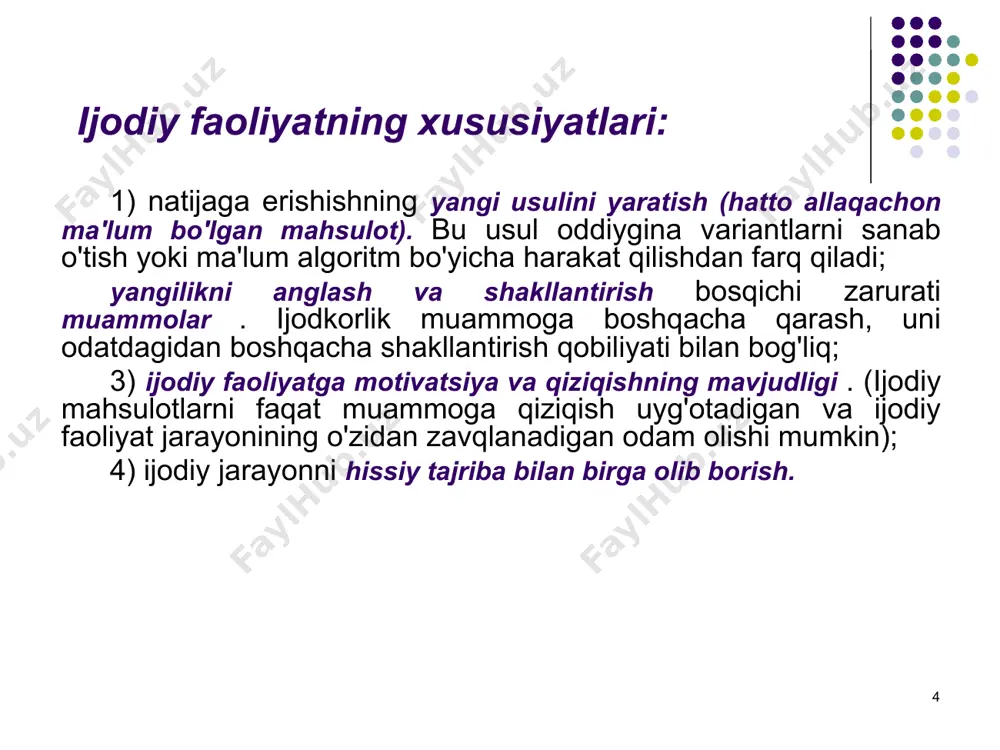 ni hal qilish yo'llari haqida yaxlit g'oya yaratish, ijodiy yondashuvlarni amalga oshirish va mahoratni namoyish etish). image1.jpeg image2.png /docprops/thumbnail.jpeg