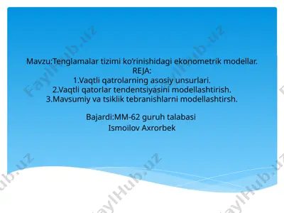 ekonometrik modellarni qurish — PPTX