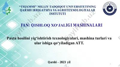 paxta hosilini yig‘ishtirish mashinalari — PDF