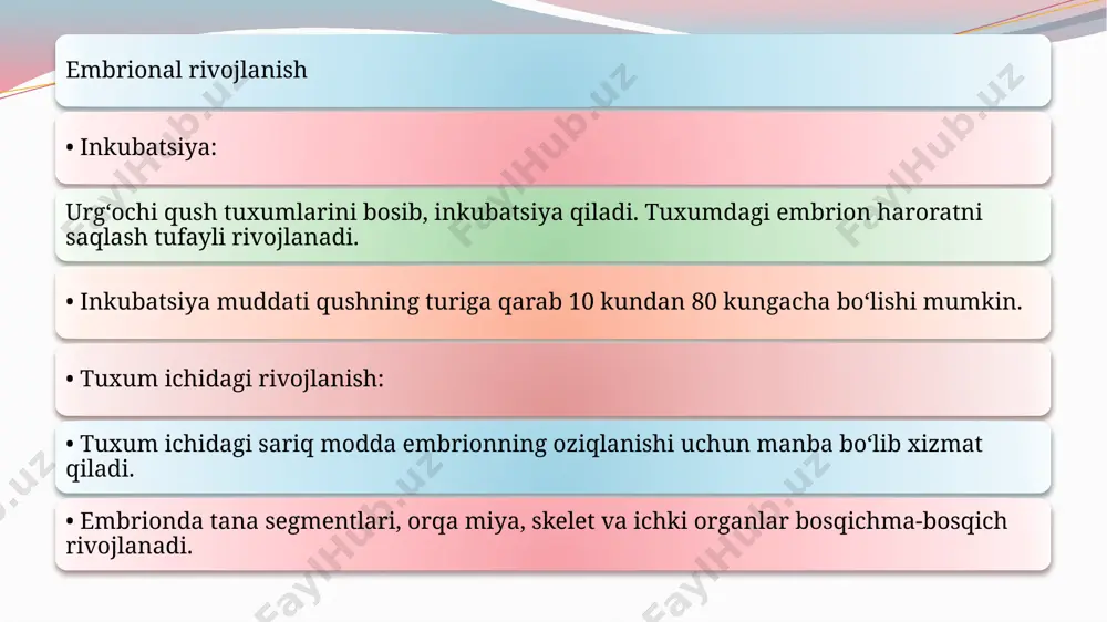 qushlarning individual rivojlanish xususiyatlari - Page 5