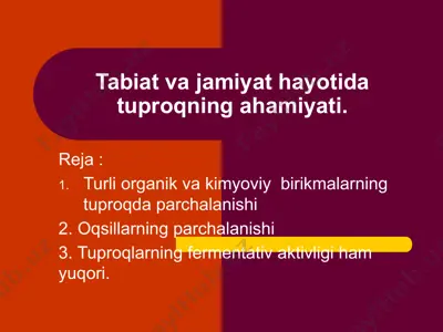tabiatvajamiyathayotidatuproqningahamiyati. — PPTX
