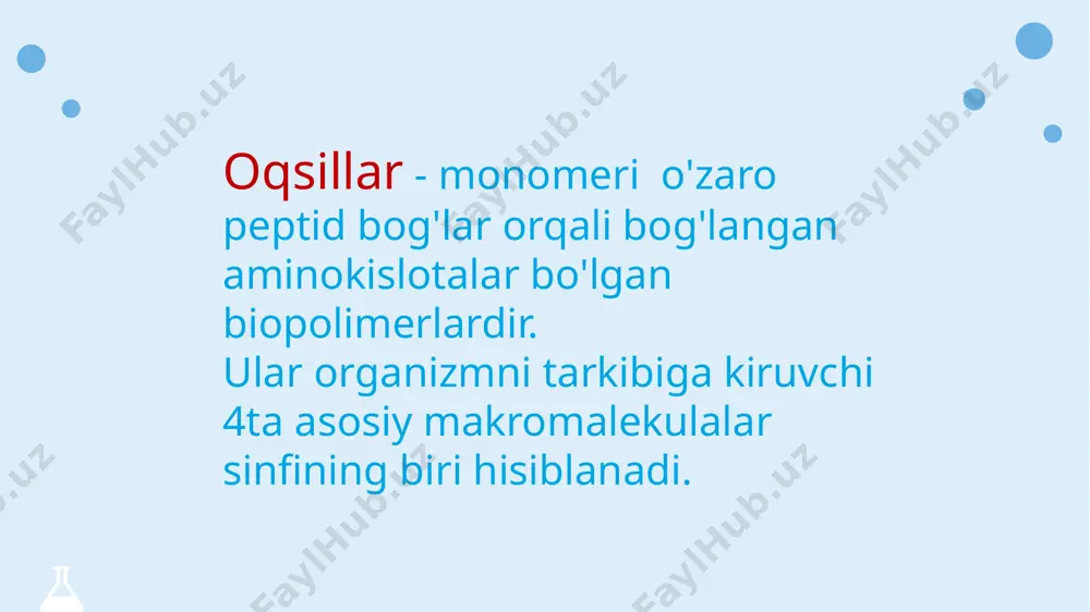 qaraganda ancha kuchli. s-s bog'lari title text addition 1 2 3 4 title text addition the user can demonstrate on a projector or computer, or print the presentation and make it film title text addition the user can demonstrate on a projector or computer, or print the presentation and make it film uchlamchi tuzilmani sezilarli darajada barqarorlashtiradi. disulfid bog' disulfid ko'prik yoki disistein bog'. yaqin joylashgan ikkita sistein kovalent bog'lanish hosil qiladi. thank you for listening image1.jpeg image2.png image3.png image4.emf image5.jpeg image6.png image7.png image8.jpeg image9.jpeg image10.emf