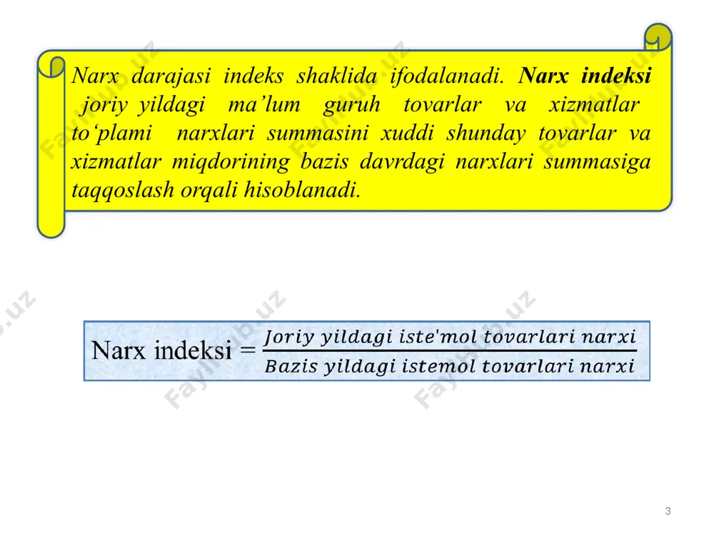 arish hajmiga nisbati; kapital samaradorligi (y/к) – mahsulot ishlab chiqarish hajmining unga sarflangan kapital xarajatlariga nisbati; 15 kapital sig‘imi (к/y) – kapital xarajatlarining mahsulot ishlab chiqarish hajmiga nisbati; tabiiy resurslar samaradorligi (y/n) – mahsulot ishlab chiqarish hajmining qo‘llanilgan tabiiy resurslar miqdoriga nisbati; mahsulotning resurslar sig‘imi (n/y) – tabiiy resurslar sarfining mahsulot ishlab chiqarish hajmiga nisbati; ishchi kuchining kapital bilan qurollanganlik darajasi (к/l) – ishlab chiqarish jarayonida qo‘llanilayotgan kapital hajmining ishchi kuchi miqdoriga nisbati. 16 iqtisodiy o‘sishga taqsimlash omillari ham ta’sir qiladi. ishlab chiqarish salohiyatidan maqsadga muvofiq foydalanish uchun nafaqat resurslar iqtisodiy jarayonga to‘liq jalb qilingan bo‘lishi, balki juda samarali ishlatilishi ham zarur. resurslarning o‘sib boruvchi hajmidan real foydalanish va ularni kerakli mahsulotning yuqori miqdorini oladigan qilib taqsimlash ham zarur bo‘ladi. 1. band bo‘lgan ishchilar soni 2. ishlagan kishi-soatlarining o‘rtacha miqdori 1. texnika taraqqiyoti 2. kapital qo‘yilmalar hajmi 3. ta’lim va malaka tayyorgarligi 4. resurslarni joylashtirish samaradorligi 5. boshqa omillar mehnat …