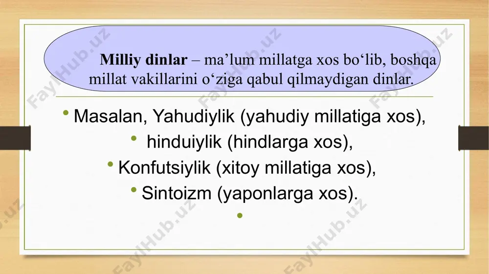 udolar tilga olinadi. osmon xudolari(dyaus, varuna, indra) quyosh xudolari(mitra, surya, savitri) havo xudolari(ashvina, savitar,indra) er xudolari(agni) ayol xudolari(ushas, sarasvati) braxmonlik braxmonlik vedalar dini marosimlarining o‘ta murakkablashib ketishi va aholining ularni bajarishi qiyinlashganligi oqibatida kelib chiqdi. vedalar kitobida zikr etilgan hind oliy tabaqalari “braxma” deb atalib, ular asosan kohinlik vazifasini ado etishgan. ko‘pchilik hindistonda sigir hozirgacha muqaddas deb e’zozlanishini, bu braxmonlikdan qolgan bo‘lib, bu dinda sigir bilan birga maymun, ayrim o‘simliklar ham muqaddas sanalgan. braxmonlik tabaqalari braxmonlik ta’limoti jamiyatni ijtimoiy tabaqaga bo‘lishga-kastachilikka asoslanadi. unda 4 ta kasta (tabaqa) bo‘lib, braxmonlar eng yuqori hisoblanib, xudoning tilidan yaratilgan va xudolar nomidan gapirish huquqiga egadir. ikkinchisi-kshatriylar. ular xudoning qo‘lidan yaratilgan bo‘lib, podshohlar, knyazlar, jangchilar shu tabaqaga kiradi. uchinchisi-vayshilar bo‘lib, ular xudoning sonidan yaratilgan, unga savdogarlar, hunarmandlar kiradi va nihoyat shudralar xudoning oyog‘idan yaratilgan degan rivoyatlar mavjud. bu dindagi kastachilik mil. avv. v asrda yashagan hindiston hukmdori manu qonunlarida mustahkamlangan. vi-v asrlarda paydo bo‘lgan buddaviylik …