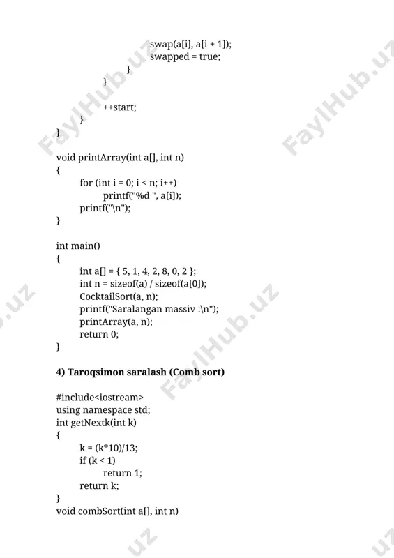 saralash algoritmlari xususiyatlari - Page 4