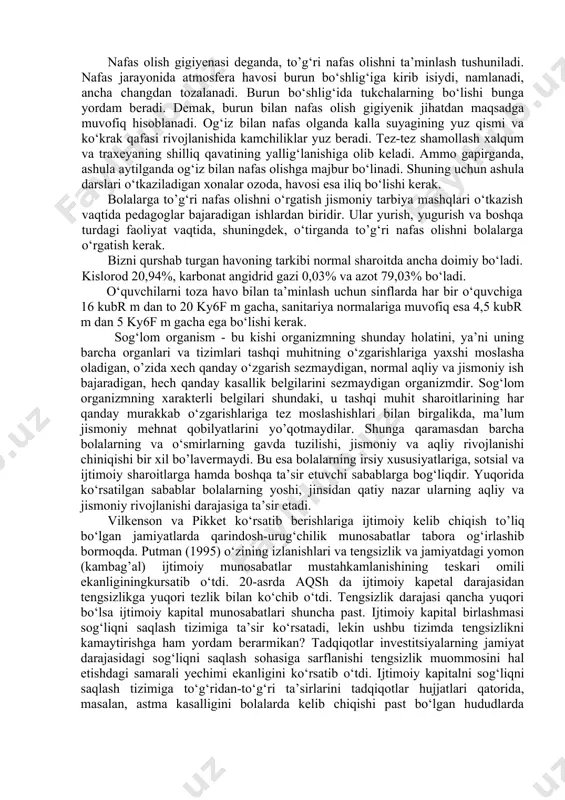 tog‘aylarning bu o‘simtalaridan qalqonsimon tog‘ay burchagining ichki yuzasiga qarab, o‘rtasida tovush yorig‘i bo‘lgan ikkita tovush payi chiqadi. tovush yorig‘i nafas olinganda kengayadi, chiqarilganda torayadi. erkaklarning tovush payi uzunroq (20-24 mm), ayollarda kaltaroq (15-18 mm) bo‘ladi. erkaklarning tovushi past, ayollarniki yuqoriroq bo‘ladi. tovush paylari orasida tovush yorig‘i bo‘ladi. o‘pkalar o‘pka - pulmones, yunoncha pneumon – pnevmoniya so‘zi shundan olingan. o‘pka bir juft bo‘lib, ko‘krak qafasining (cavitas thoracis) ikki tomonida joylashgan. o‘ng va chap o‘pka o‘rtasidagi katakda yurak, qon tomirlar va ko‘ks oralig‘ida joylashgan. har bir o‘pka (pulmo) konus shaklida bo‘lib, asosi (basis pulmonis) past tomondan diafragmaga tegib turadi va diafragma yuzasi (facies diaphragmatica) deyiladi. o‘pkaning uchi (apex pulmonis) birinchi qovurg‘adan 3-4 sm yuqoriroqda turadi, yoki orqa tomondan vii bo‘yin umurtqasining ro‘parasiga to‘g‘ri keladi. o‘pkaning uchida unchalik botmagan qovurg‘a egati (sulcus subclavius) ko‘rinadi. o‘pkalarning qovurg‘alarga tegib turgan yuza (facies costalis) va bir-biriga qarab turgan ko‘ks oralig‘idagi medial yuzasi (facies medialis) tafovut qilinadi. …