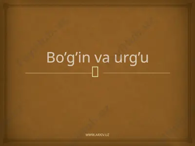 bo’g’in va urg’u — PPTX