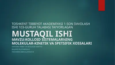 kolloid sistemalar haqida ma'lumotlar — PPTX