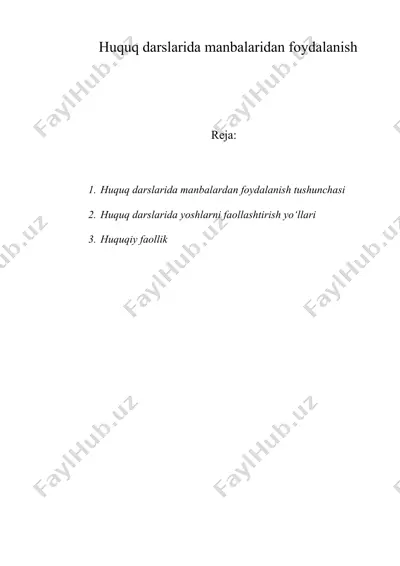 huquq darslarida manbalaridan foydalanish — DOC