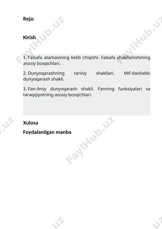 g fikricha, falsafa donishmandlikning o‘zidir. shu nuqtai nazardan qaraganda, ertaklar, rivoyatlar, dostonlar, qo‘shiqlardan tortib, barcha dinlarning muqaddas kitoblaridagi olam, unda odamning o‘rni qanday bo‘lishi kerak, degan savolga o‘ziga xos javoblar bor. shuning uchun qadimgi greklar barcha fanlarni falsafa, ya’ni donolik, donishmandlik ifodasi xisoblaganlar. natijada odatiy (kundalik) ongda tarixan «falsafa – fanlar fani», «falsafa – fanlar onasi» degan fikr keng tarqalgan. eshitilishi jozibali va extiromli ko‘ringan bu iboralar ostida falsafani fan sifatida tan olmaslik maqsadlari yotadiki, bu bizning davrimiz uchun xatarli mayl (tendensiya)dir. o‘atto olimlarning ba’zilari ana shu aqidaga tayanib, falsafa faniga munosabat belgilaydilar. g‘arb mamlakatlarida esa endilikda falsafaga extiyoj qolmadi, chunki u parchalanib, barcha fanlarga, ayniqsa ijtimoiy va gumanitar fanlarga tarqab ketdi, degan nuqtai nazardan kelib chiqib munosabat belgilash mayli kuchlidir. bunday qarashlarni xix asrdagi pozitivizm asoschisi o.kont ilgari surgan bo‘lib, u v.v.yanevich, v.vindelband tomonidan rivojlantirildi. «falsafa – deydi vindelband, - barcha mulkini farzandlariga ulashib, shundan so‘ng qashshoq odam sifatida …