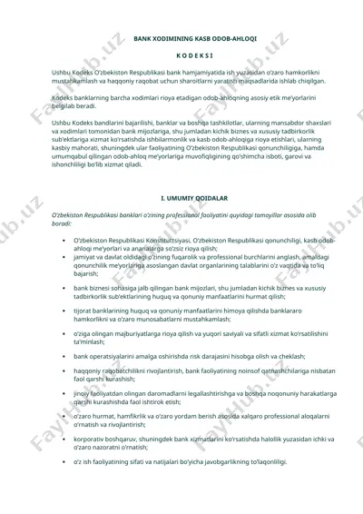 bank xodimining kasb odob-ahloqi — DOC