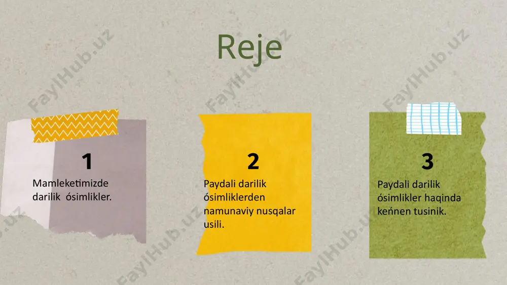 nde 250 mıń átirapında gúlleytuǵın ósimlik túrleri bar gápinen evropa hám aziya qitalarida keminde 75 mıń túri tarqalǵan. óz ara doslıq mámleketlerinde 20 mıńǵa jaqın, orta al aziyada bolsa 7 mıń átirapında gúlleytuǵın ósimlikler ósedi. ózbekstan aymaǵına joqarı ósimliklerden 4230 tur ósimlikler tarqalǵan bolıp, olar 138 shańaraqtı hám 1028 áwladtı quraydı. 79 shańaraqqa kirgen 492 tur ósimlikler mádeniylestirilgen ósimlikler esaplanadı. ózbekstan florasınan 577 túri dárilik esaplanadı. dárilik ósimliklerdi kóbisi tawlıq aymaqlarda, tayarlaw qıyın bolǵan orınlarda tarqalǵan. ernek, bálent jerler, dárya boyida da úlken-úlken maydanlarda bir qansha ósimlikler ósedi hám olardı sanaat kóleminde tayarlaw múmkinshiligi bar. soniń ushın ózbekstan florasındaǵı kem ushraytuǵın dárilik ósimlikler menen den sawlıqtı saqlaw sistemasın zárúriyatın qandırıw ushın, olardı etiwtiretuǵın xojalıqlardı shólkemlestiriw mashqalasın sheshiw zárúriyatı bar. mamalakatimizda dárilik ósimlik ónimlerine bolǵan xalqımız zárúriyatın ılajı bolǵanınsha tolıq qandırıwdıń eń zárúrli shárt-shárayatlarınan biri - dári ónimleriniń dizimi (katalog) dıń bar ekenligi bolıp tabıladı. bul dizim málim bir dáwirde qaytaldan …