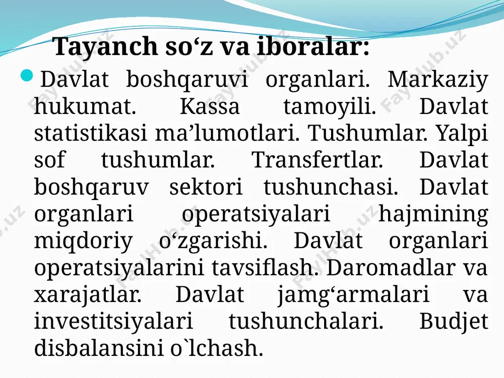 ladigan omillar soliq stavkasini belgilash tamoyillari soliq imtizoylarining asosiy turlari 3.3. davlat budjetining soliqlarga ko`ra tarkibi. soliqning asosiy turlari davlatning byujet-soliq siyosati davlatning byudjet-soliq siyosati davlat tomonidan xo‘jaliklarga ko‘rsatiladigan moliyaviy yordamlar dotatsiya, subvensiya va subsidiya shakllarida olib boriladi. dotatsiya -budjet va budjetdan tashqari fondlardan qaytarib olmaslik sharti bilan xo‘jaliklarning zararlarini qoplash, shuningdek, mahalliy budjetlar mutanosibligini ta’minlash uchun ajratilgan pul mablag`laridir. subvensiya - qat’iy maqsadlar uchun beriladigan dotatsiya turi bo‘lib, foydalanish sharti buzilganda uni qaytarib olish mumkin. subsidiyalar - bu pul yoki natura ko‘rinishidagi yordam turi bo‘lib, budjet va budjetdan tashqari fondlardan ko‘rsatiladi. subsidiyalar bevosita va bilvosita bo‘lish mumkin. to‘g‘ri subsidiyalar - kapital qo‘yilmalar, ilmiy tadqiqotlar, kadrlarni qayta tayyorlashga ajratilgan mablag‘lar, egri subsidiyalar soliq imtiyozlari, imtiyozli shartlarda kreditlar berish, pasaytirilgan bojxona bojlari va hokazolardir. bundan tashqari davlat aholini davlat transfertlari ko‘rinishida himoya qiladi. daromadlarni qayta taqsimlanishi: аholi o’rtasida таrmoqlar o’rtasida hududlar o’rtasida 3.4.o‘zbekiston respublikasi iqtisodiyotini barqaror о‘sishida davlatning fiskal siyosatining o‘rni. …
