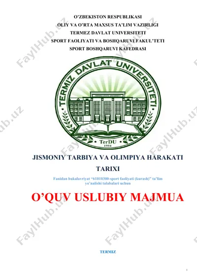 jismoniy tarbiya va olimpiya harakati tarixi — DOCX