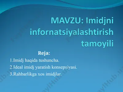 imidjni infornatsiyalashtirish tamoyili — PPT