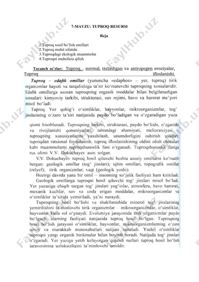 tuproq resursi — DOCX
