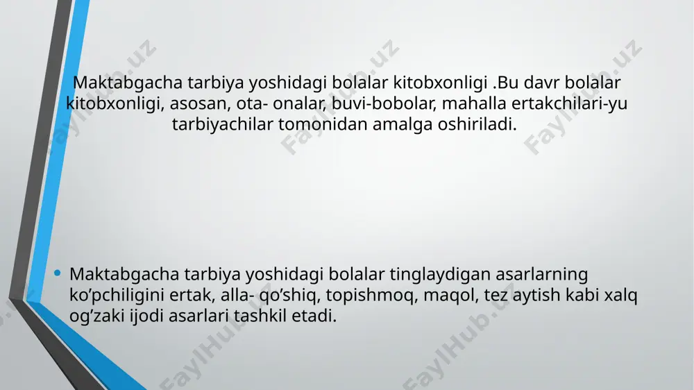 adi: men lolaman, lolaman, ozoda qiz bolaman. erta bilan turaman, yuz-qo’limni yuvaman. mushugim bor qoramosh, o’zi judayam yuvosh. mendan oldin turadi, yuz-qo’lini yuvadi. maktab yoshidagi kichik bolalar kitobxonligi. bu yoshdagi bolalar kitobxonligi avvalgisidan biroz farq qiladi. bu farq bolalarning yoshi, bilimi, saviyasi bilan bog’liq. maktabgacha yoshdagi bolalar, asosan, tarbiyachilari, ota-onalari yordamida badiiy asarlar bilan tanishsalar, boshlang’ich sinf o’quvchilari bu ishni mustaqil bajaradilar. mustaqillik ularga ishonch va zavq-shavq bag’ishlaydi. o’ylamasdan so’zlash qanday? menimcha, bu mumkin emas. odam o’ylab so’zlaydi, o’ylamasang so’z unmas. o’ylamasdan so’zlagan so’z odamni xafa qilar. so’z qovushmay, o’ng-u ters, ma’noni chappa qilar. ilyos muslimning «maktabim» she’ridagi qahramon kabi bir umr shu maktabni sevib qoladi: ona kabi mehribon, ilm-fanlarga makon, yayrab o’qiyman har on, qadrdonim maktabim. senda darslar xilma-xil, o’qib, o’samiz har yil, sevinchlarga to’lar dil, qadrdonim maktabim! a’lo o’qishdir burchim, sarf etaman bor kuchim. ishlayman xalqim uchun, qadrdonim maktabim! bu yoshdagi bolalar yana sehrli-fantastik ertak, sarguzasht, hikoya, qissa …