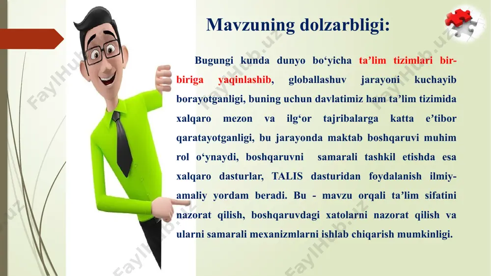n yordam va stressga qarshi kurashish bo‘yicha maxsus treninglar tashkil etilgan. o‘qituvchilarning kasbiy rivojlanishini davom ettirish o‘qituvchilar uchun doimiy malaka kurslari, treninglar va master-klasslar tashkil etish zarur. bu o‘qituvchilarga o‘z kasbiy bilimlarini yangilash va yangilanishlarni amalga oshiradi. ular o‘z tajribalarini boshqa bilan bo‘lishib, eng yaxshi amaliyotlarni o‘zlashtirishlari mumkin. o‘qituvchilarning fikr va mulohazalarini olish​: o‘qituvchilar va maktab rahbarlari uchun o‘qitishning eng yaxshi amaliyotlari va tajribalarini o‘rganish, o‘qituvchilarning fikr va mulohazalarini inobatga olish orqali ta’lim siyosatlarini kuzatish. aqshda o‘qituvchilar va maktab kasbiy ishlab chiqarishni chuqur tahlil qilish, ta’lim darajasini oshirish, sifatni yaxshilash va ta’limning global miqyosdagi malakasini oshirish uchun muhim vosita sifatida. ta’limdagi tengsizlikni va barcha o‘quvchilarga sifatli ta’lim berish imkonini beradi. bu esa o‘qituvchilarning ish darajasini oshirishni nazorat qilish, malakasini barqaror ravishdagi yangilash, maktablarda ta’lim muhitini yaxshilash va butun ta’lim uchun zamonaviy zaruriy shartlarni yaxshilash". xulosa: ushbu tadqiqot milliy ishlab chiqarish uchun, balki global ta’lim muhitida tajriba almashish, ilg‘or amaliyotlarni tarqatish …