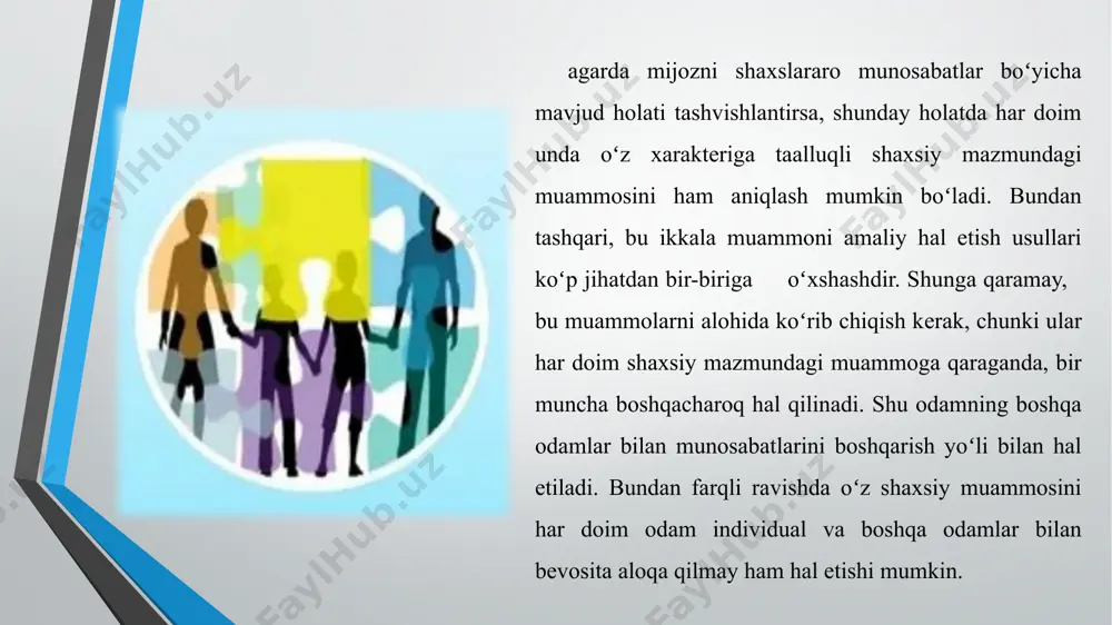 r yaxshi tashkil etilgan boʻlsa, shu jamoa oʻz oldida turgan ijtimoiy vazifalarni muvaffaqiyatli bajarishga asos yaratilgan boʻladi. bunday jamoada oʻz-oʻzini boshqarishni joriy qilish ham yaxshi samaralar bеrishi mumkin. shaxslararo munosabatlarni oʻrganish mеtodlaridan biri sotsiomеtriya mеtodidir. sotsiomеtriya tushunchasi amеrika olimi j.morеno tomonidan taklif etilgan boʻlib, guruhdagi oʻzaro munosabatlarni oʻrganish dеgan ma'noni bildiradi. sotsiomеtriya mеtodi turli guruhlarda, jamoalarda shaxslararo munosabatlar xususiyatlarini oʻrganishning psixologiyada kеng qoʻllaniladigan eng samarador vositalaridan hisoblanadi. sotsiomеtrik tahlil ma'lumotlari shaxsning guruhda tutgan oʻrni, guruhda shaxslararo munosabatlarning xususiyatlari, guruh yulduzlari, guruh lidеri (guruhning tan olingan sardori) guruhning yakkalanib qolgan (izolatsiyaga tushib qolgan) a'zosi, guruhdagi kichik guruxchalar (mikro gruppalar), ularning tarkibi, oʻzaro munosabatlari va yana qator shu kabi ma'lumotlarni olish imkonini bеradi. xulosa shaxslararo munosabatlarni o‘rganishda eksperimental psixologik metodikalar juda muhim ahamiyat kasb etadi. ular insonlarning bir-biri bilan bo‘lgan o‘zaro ta’sirini, xatti-harakatlarini va psixik jarayonlarini nazorat ostida o‘rganish imkonini beradi. eksperimentlar orqali tadqiqotchi turli shart-sharoitlarni o‘zgartirib, insonlarning munosabatdagi reaksiyalarini aniq va …