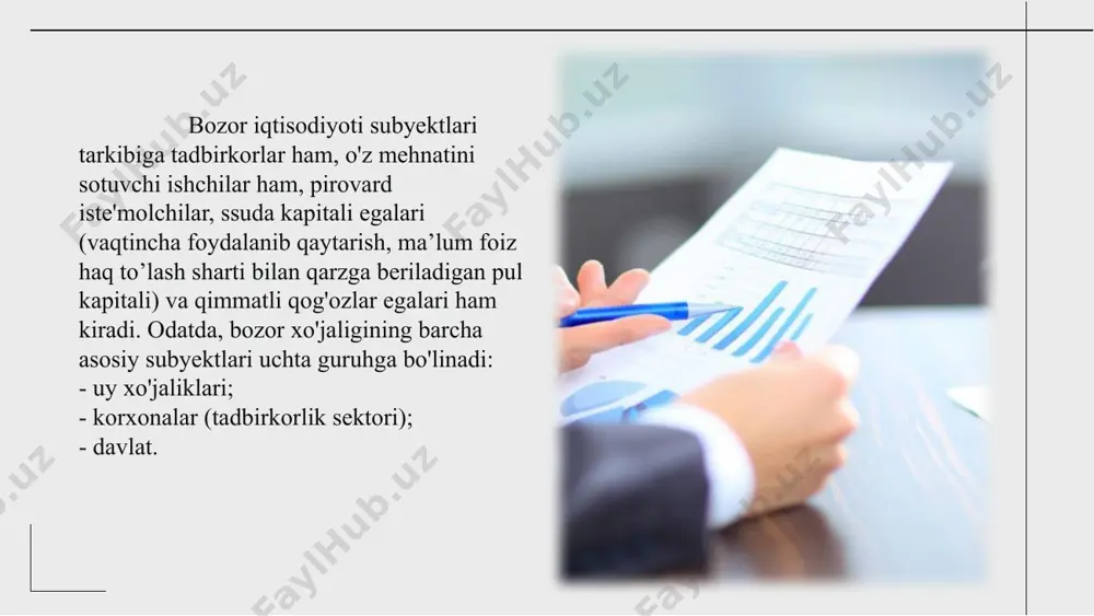 hi, kompaniyalarning xufyona kelishuvi, shafqatsiz raqobat — bularning hammasi raqobatning kuchsizlanishi va uning tartibga soluvchilik ta'sirining yo'qolishini taqozo qiladi. 2) ayrim iqtisodchilarning fikricha, bozor tizimi rag'batlantiradigan texnika taraqqiyotining o'zi raqobatning zaiflashishini taqozo qiladi. eng yangi texnologiya, odatda, quyidagilarni: juda katta miqdordagi real kapitaldan foydalanishni; yirik bozorlar bo'lishini; kompleksli, markazlashgan va qat'iyan bir butun bo'lib birlashgan bozorning tarkib topishi; boy va ishonchli xom-ashyo manbalarini talab qiladi. image1.jpg image2.jpeg image3.jpeg image4.jpeg image5.jpeg image6.jpeg image7.jpeg image8.jpeg image9.jpeg image10.jpeg image11.jpeg image12.jpeg image13.png